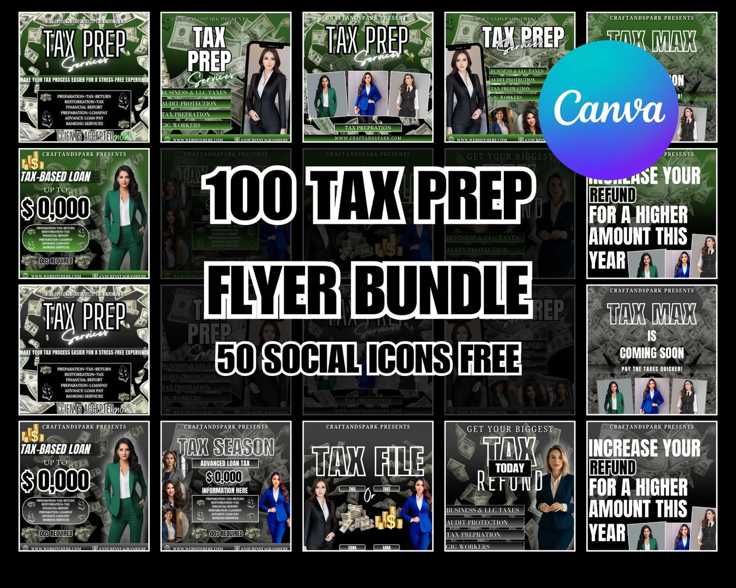 100 Tax Prep Flyers Bundle