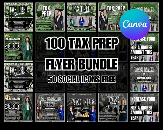 100 Tax Prep Flyers Bundle